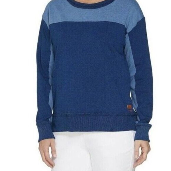 Peace‎ Love World Women's Blue Color Block Pullover Sweatshirt Top Sz 2XL - Picture 1 of 11